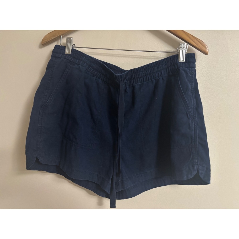 J.Crew Re-Imagined Navy Blue Linen Blend Drawstring Pull On Shorts Medium